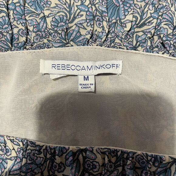 Rebecca Minkoff Dress Women Size Medium Mini Blue Floral Dexter Cold Shoulder Ru - Picture 4 of 4